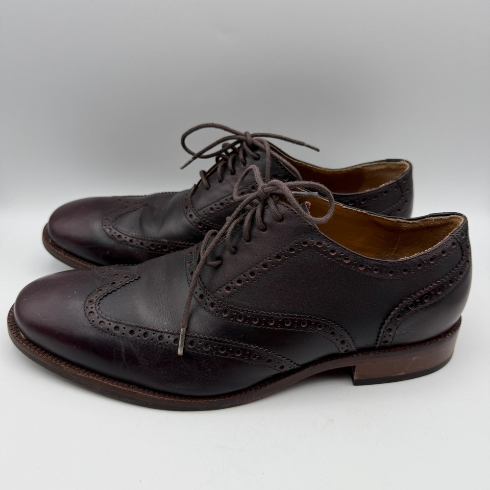 Cole Haan Mens Size 8 W Wingtip Oxford Dress Shoes Leather Brown Career Business